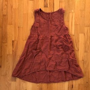 Handmade Linen Apron Dress Clay Orange